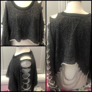 Super Cute & Soft Shredded Sweatshirt Top,L